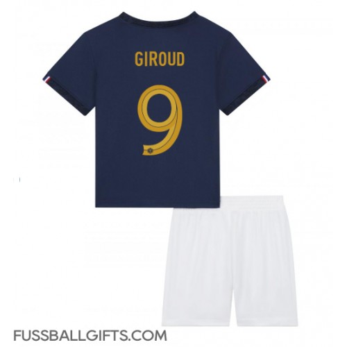 Frankreich Olivier Giroud #9 Fußballbekleidung Heimtrikot Kinder WM 2022 Kurzarm (+ kurze hosen)